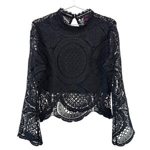IT'S PINK Whimsigoth Lace Long Sleeve Top • XL • black • witchy, goth